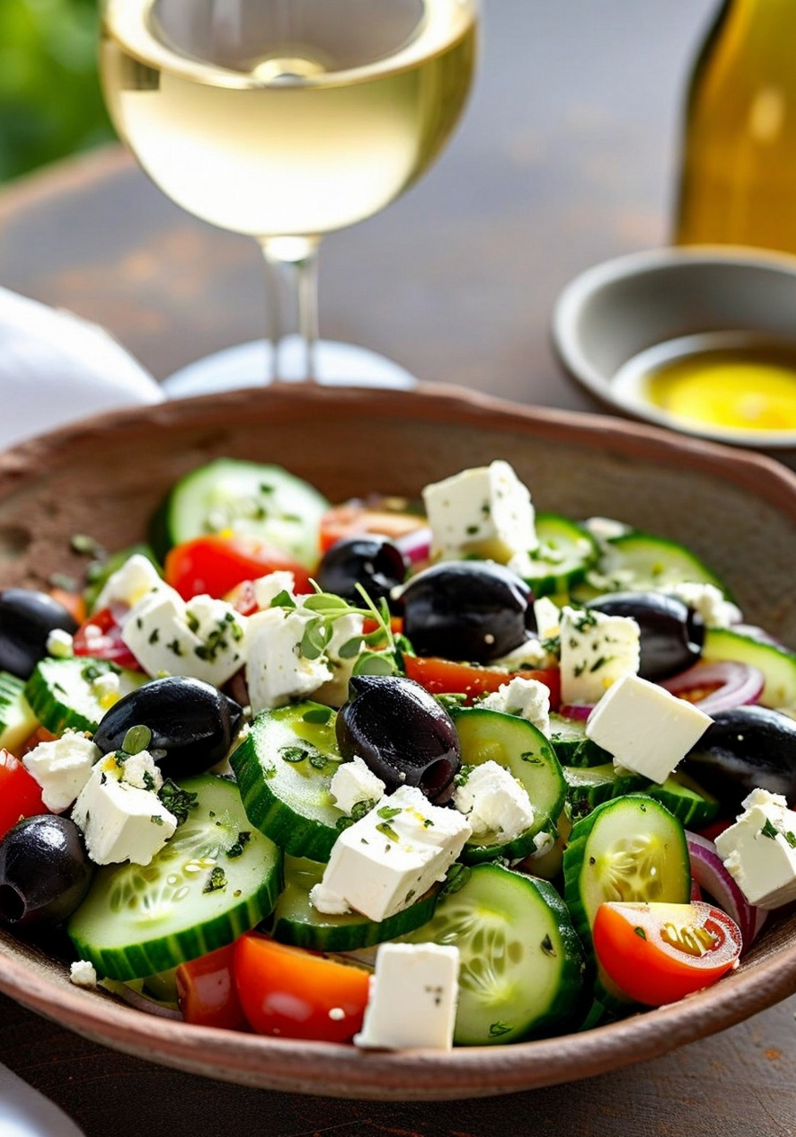 Greek salad with organic olive oil